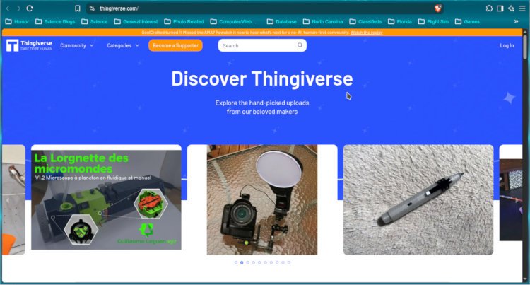 screenshot from Thingiverse.com showing featured macro softbox of the author's design